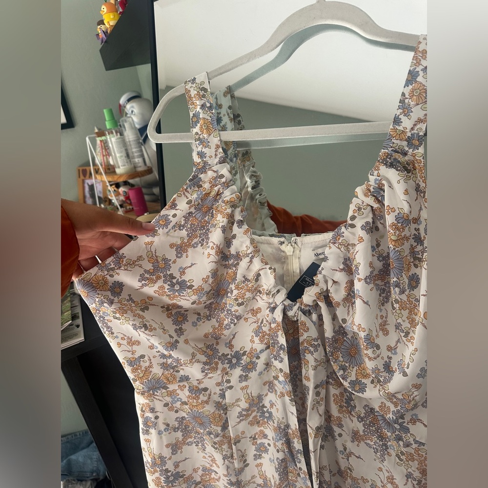 NWT Abercrombie and Fitch Floral Cinched Neck Slip Midi Dress - Picture 16 of 16